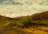 Carl von Perbandt, California Landscape with Boy and Dog, oil on canvas