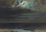 Lockwood de Forest, Moon Setting Over Pacific Shoals and Full Moon – Calm Sea (a group of two)