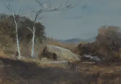 Lockwood de Forest, Nocturne with Large Rock and Nocturne from Santa Cruz Island (a group of two), first oil on board; and second oil on canvas