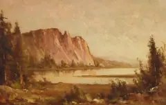 Lake View at Dawn by Thomas Hill, oil on canvas, sold Dec 2022