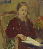 Mary DeNeale Morgan, Portrait of Charlotte 'Lotta' Mignon Crabtree, oil on board