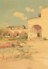 Hardesty G. Maratta, Mission San Juan Capistrano, Cal., watercolor and pencil on paper
