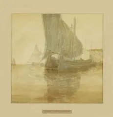 Edgar Alwin Payne, Boats, Sotto Marino, pencil and watercolor wash on paper