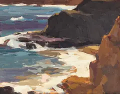 Muscle Rock - Laguna Beach by George Kennedy Brandriff, circa 1928, oil on board, sold Dec 2022