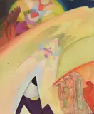 Maurice Del Mue, Three Figures in an Abstract Landscape, oil on canvas