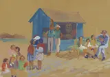 Elsie Palmer Payne, The Blue Fruit Stand, gouache on paper