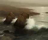 Brian Blood, Misty Surf - Garrapata, oil on canvas