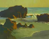 Glenn Dean, Late Light on Shoreline Rocks