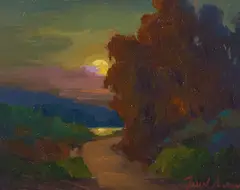 Joseph Aaron, Moonlit Path, oil on board
