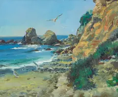 Robert Caples, Coastal Scene, oil on canvas