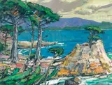 Karl Dempwolf, Lone Cypress, oil on canvasboard