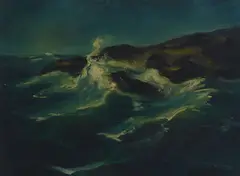 Henry Mattson, Rocks and Sea, oil on canvas