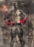 Steve Huston, Everlast, charcoal, conte chalk, pastel, acrylic and oil on Lana paper laid to artist's panel