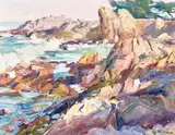 Walt Gonske, Coastline at Alisomar, California, oil on board