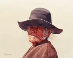 Slim Sanchez by Ray Swanson, oil on canvas, sold Dec 2022