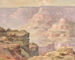 Thorwald Probst, Sunset, Grand Canyon, oil on board