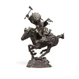 Buck McCain, Plains Warrior, bronze with brown patina