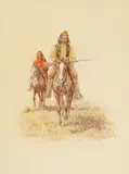 Olaf Wieghorst, Two Navajos, watercolor and ink on paper