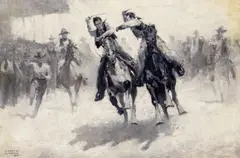 Grattan Condon, Quirts Flying, oil on canvas