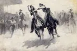 Grattan Condon, Quirts Flying, oil on canvas