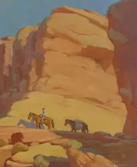 Charles J. Bensco, Canyon Trail, oil on Masonite