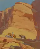 Charles J. Bensco, Canyon Trail, oil on Masonite