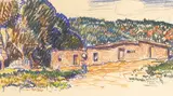 Harvey Dunn, Adobe House, Trinidad, Colorado, 1936, pastel on paper