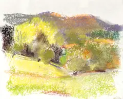 Distance by Wolf Kahn, 2007, pastel on paper, sold Nov 2022