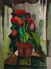 Agnes Weinrich, Red Begonias, oil on canvas