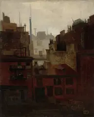 Joseph Stella, Paris Cityscape, oil on canvas