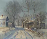 Walter Emerson Baum, Country Road in Winter, oil on canvas