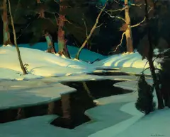 Sunlit Forest Interior by Emile Albert Gruppe, oil on canvas, sold Nov 2022