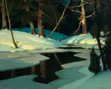 Emile Gruppé, Sunlit Forest Interior, oil on canvas