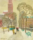 Guy Carleton Wiggins, A Walk Along 5th Avenue, 1959, oil on canvas