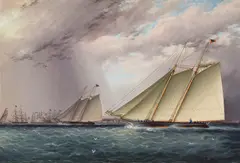 James Edward Buttersworth, West of New York Harbor, oil on panel