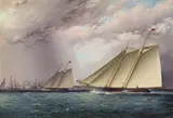 James Edward Buttersworth, West of New York Harbor, oil on panel