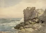 William Trost Richards, Waves Breaking Against a Rocky Shore