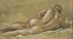 Paul Cadmus, Sunbather (NM 36), 1967, conté crayon and watercolor on paper