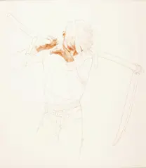 Robert Vickrey, The Scythe, 1971, sanguine on paper