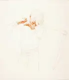 Robert Vickrey, The Scythe, 1971, sanguine on paper