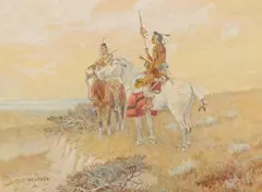 Olaf Carl Seltzer, Crow Warriors, watercolor and gouache on paper