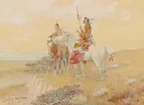 Olaf Carl Seltzer, Crow Warriors, watercolor and gouache on paper