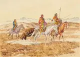 Olaf Carl Seltzer, Moving camp, watercolor, gouache and graphite on paper