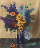 Joseph Henry Sharp, Taos Floral, oil on canvas