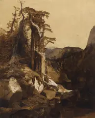 Solitude by Thomas Moran, watercolor, ink and white highlight on paper, sold Nov 2022