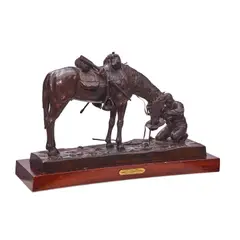 Charles Schreyvogel, The Last Drop, 1903, bronze with brown patina