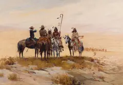 Ernest Chiriaka, Pow Wow, oil on canvas