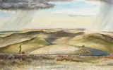Peter Hurd, Alone on Border Hill, watercolor on paper