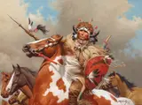A Warrior's Wealth by Frank McCarthy, oil on Masonite, sold Nov 2022