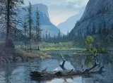 James A. Fetherolf, Yosemite Reflections, oil on board